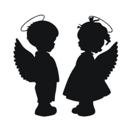 Sticker engelenjongen en meisje