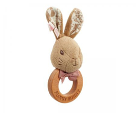 Peter rabbit houten ringrammelaar pink