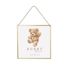 Gouden lijst met geboorteposter - Vintage Teddy