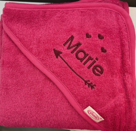 Badcape xl roze met ontwerp/naam naar wens