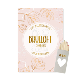 Bruiloft doeboek voor kinderen + gratis potloodjes | Roze