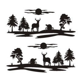 Stickerset landschap met hert en mol