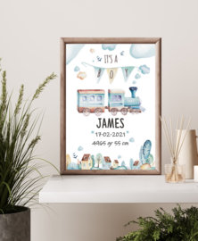 Poster treintje met naam