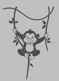 Sticker aapje met lianen