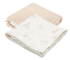 Little Dutch Swaddle doeken set hydrofiel 70 x 70 Baby Bunny / Beige