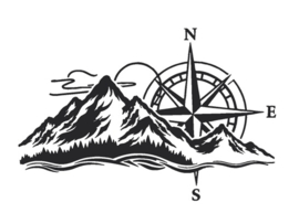 Sticker landschap windroos