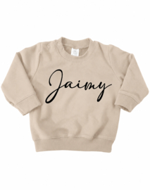 Sweater cream met naam mt 56
