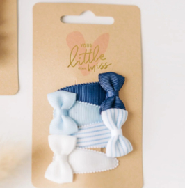 Your Little Miss ♥ Baby haarspeldjes met strik - marine stripes