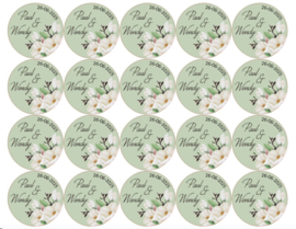 Velletje bedrukte stickers huwelijk bloemen