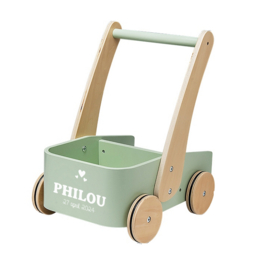 Houten duwwagen groen