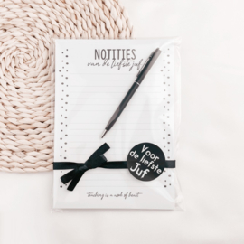Juffencadeautje - Notities van de liefste juf notitieblokje + pen