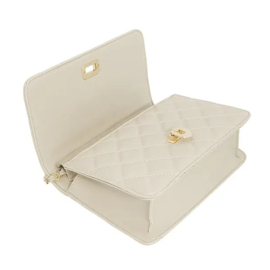 Schoudertas off white /beige met goudkleurig hengsel - Mrs.