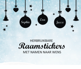 Statische raamfolie - Kerstballen met namen naar wens