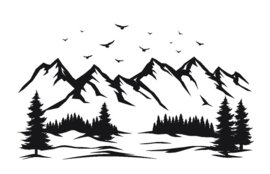 Sticker landschap met vogels