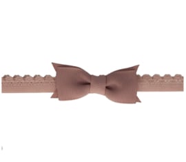 Your Little Miss ♥ Newborn baby haarbandje met kanten strik - Antique mauve