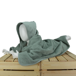 Badcape old green met naam 75 x 75