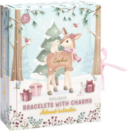 Little Dutch adventskalender met 24 vakjes met armbandjes, bedeltjes en stickers