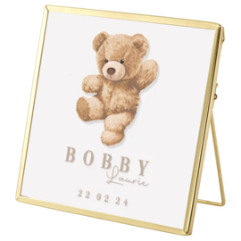 Gouden lijst met geboorteposter - Vintage Teddy