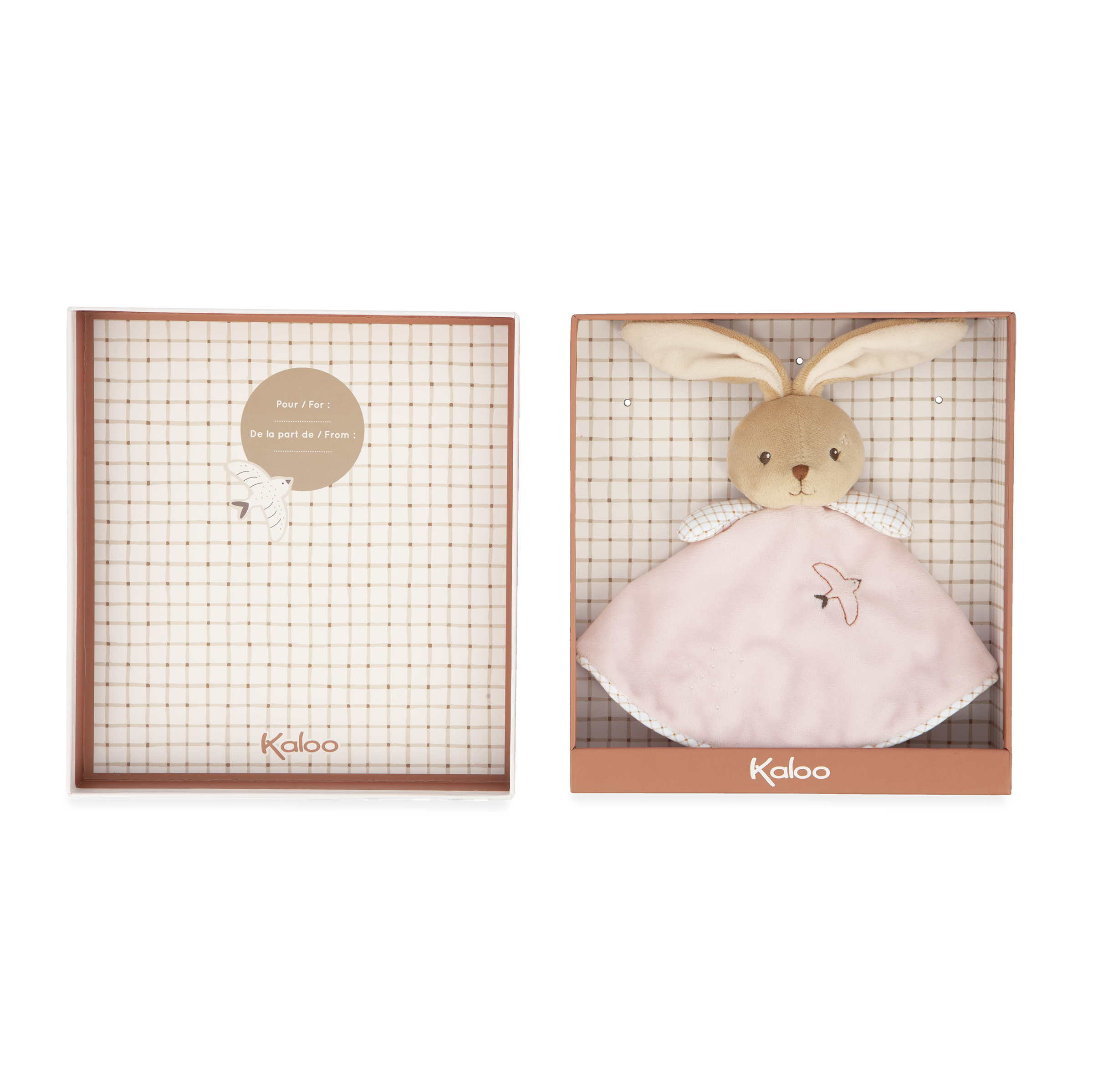 Kaloo knuffeldoekje konijn roze in cadeaudoos