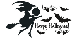 Herbruikbare raam stickerset Happy Halloween