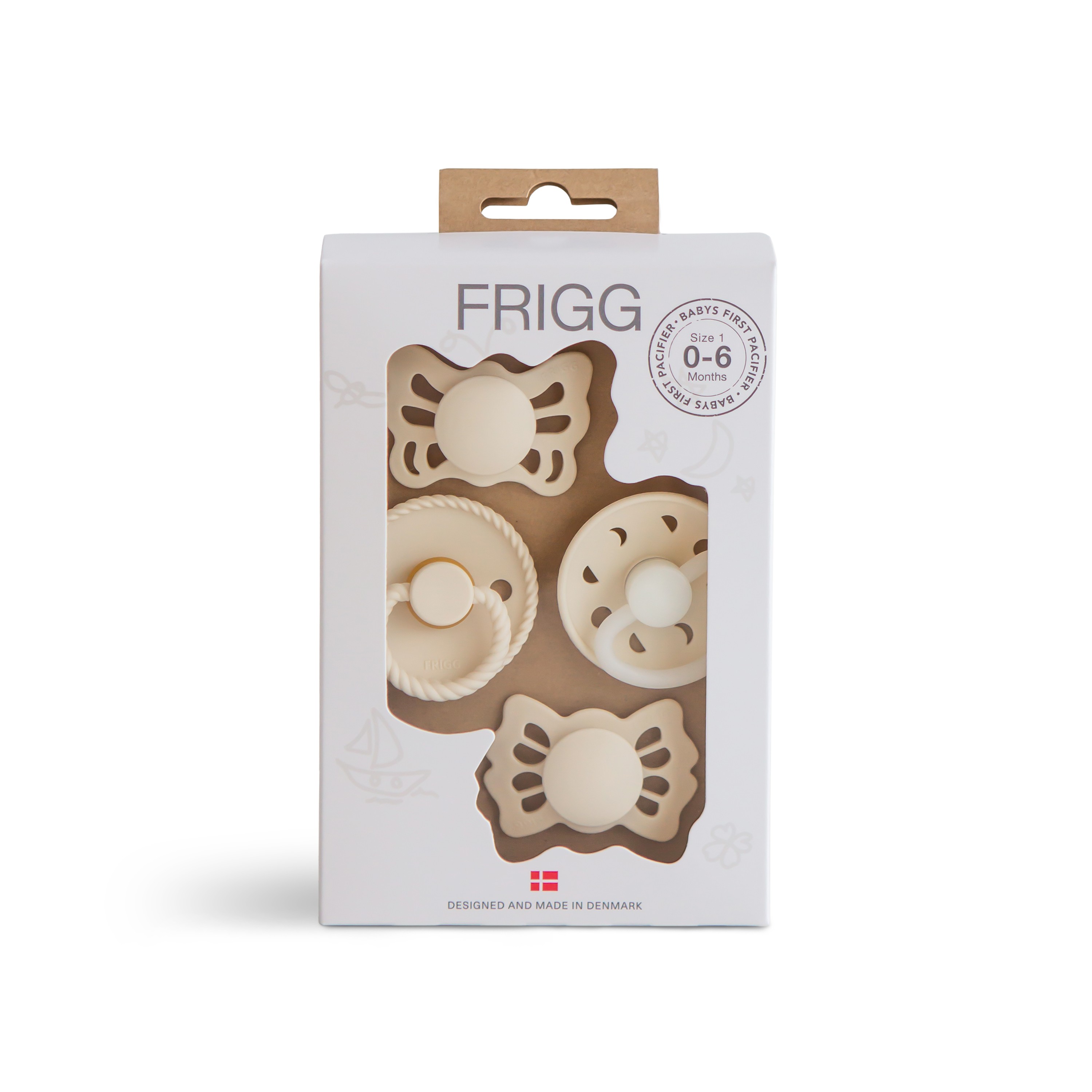 Frigg - Baby's First Pacifier (Spenen) Pack - Cream - Maat 1