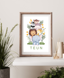 Poster jungledieren  met naam