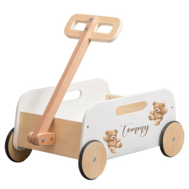 Houten trekkar - Vintage Teddy