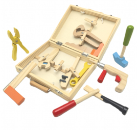 Houten gereedschapskist 12-delig
