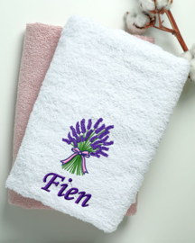 Handdoek lavendel met naam
