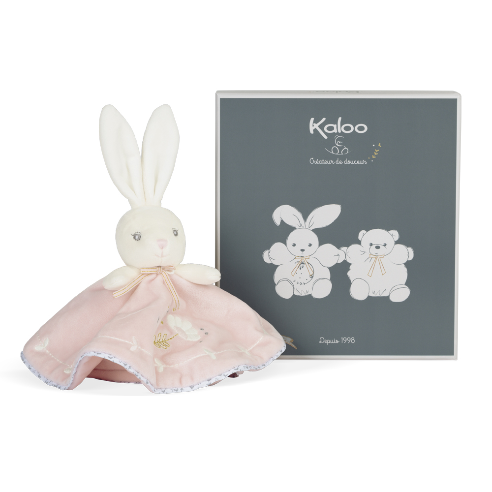 Kaloo knuffeldoekje konijn roze  in cadeaudoos