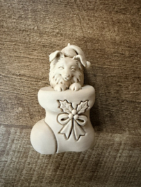 Kerstboom hanger sheepdog in kerstlaars