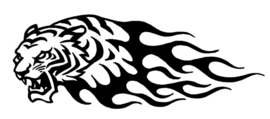 Sticker tijger flames