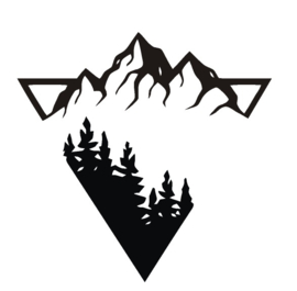 Sticker driehoek bergen  en bos groot