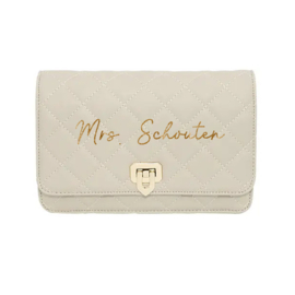 Schoudertas off white /beige met goudkleurig hengsel - Mrs.