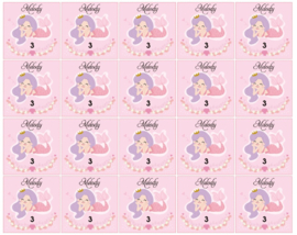 Vel stickers verjaardag zeemeermin met naam en leeftijd