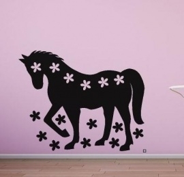 Sticker paard met bloemen