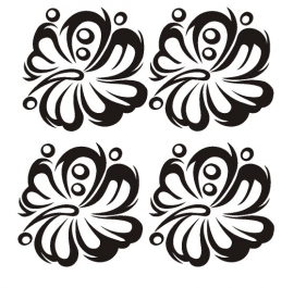 Sticker vel met 4 bloemen