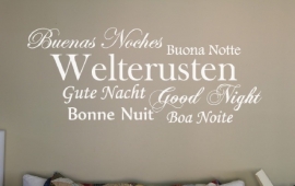 Sticker slaapkamer welterusten in 7 talen