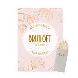 Bruiloft doeboek voor kinderen + gratis potloodjes | Roze