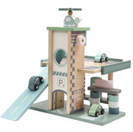 Houten Garage Blauw