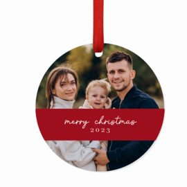 Kerstboom hanger met foto + tekst naar wens