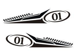 Sticker set race met cijfer naar wens