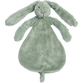 Happy horse knuffeldoekje old green rabbit  met naam