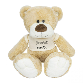 Knuffel beer met shirt bedrukt met tekst naar wens