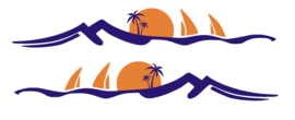 sticker golven met bootjes