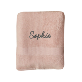 Handdoek geborduurd met naam - Roze
