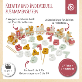 Bieco Houten verjaardagstrein - Roze