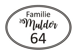 Sticker Familinaam met huisnummer in ovaal