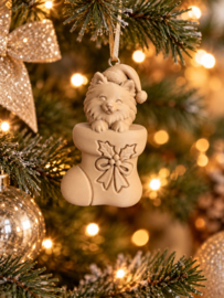 Kersthanger pomeranian in kerstlaars