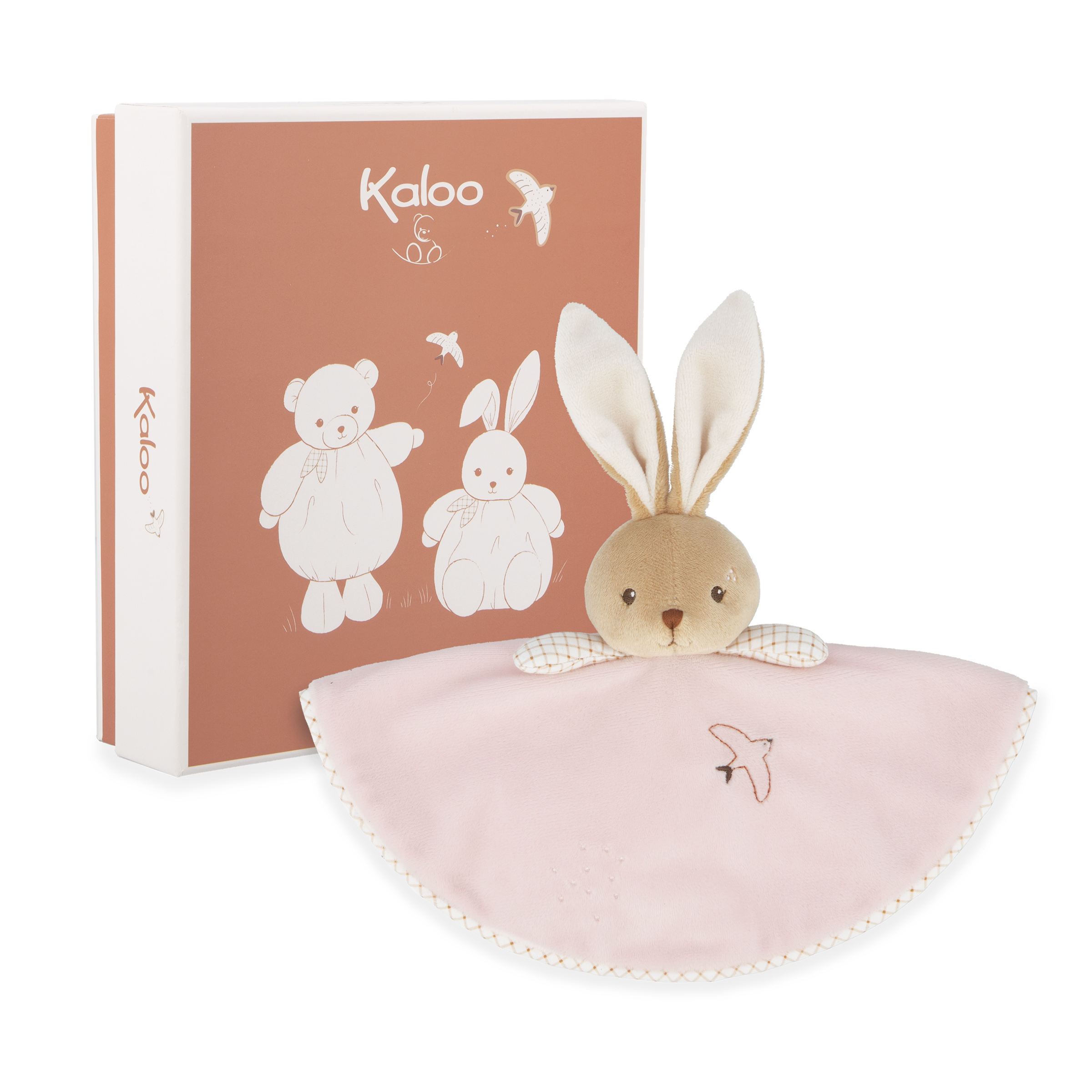 Kaloo knuffeldoekje konijn roze in cadeaudoos